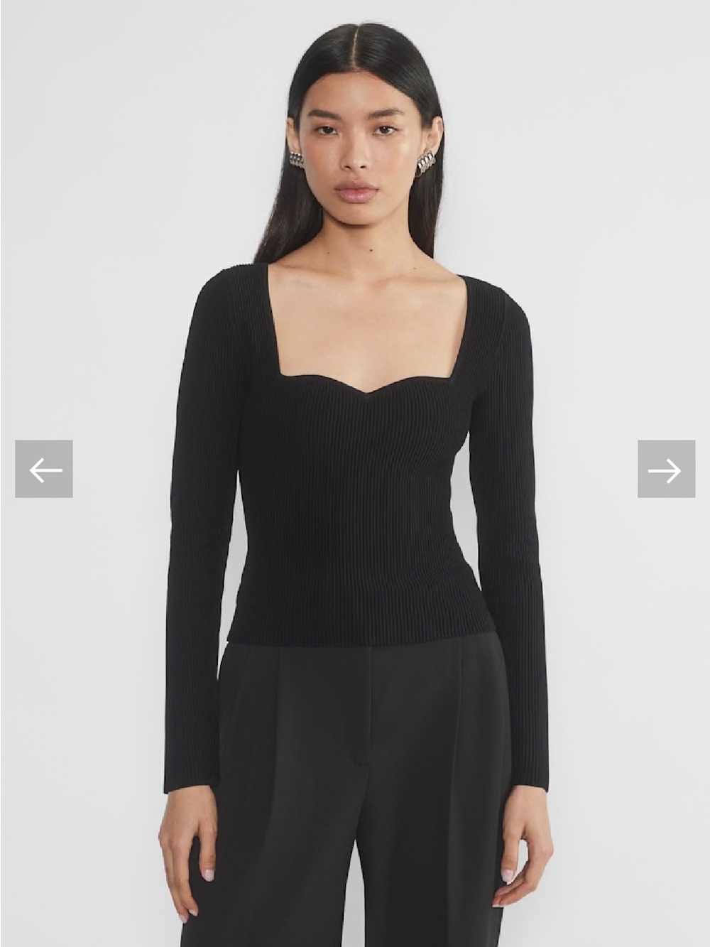 Aritzia Babaton Sculpt Knit Sweetheart Longsleeve in Black size L